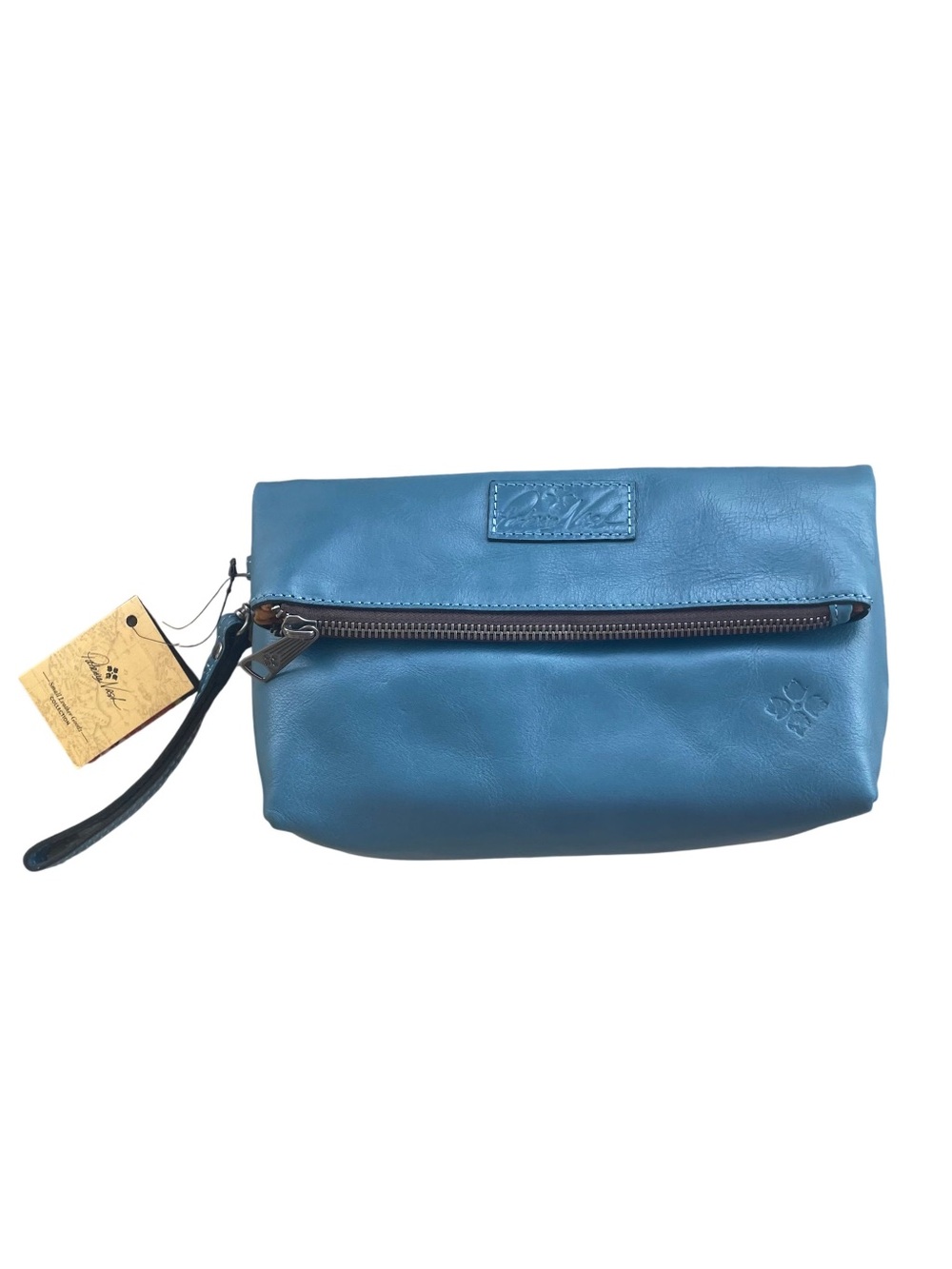 Patricia Nash Valerie Leather Fold-Over Wristlet Clutch in Teal Colorway BNWT